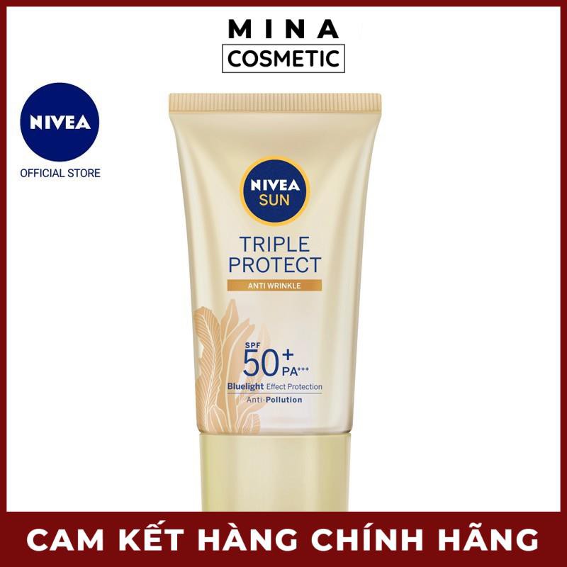 Kem Chống Nắng Dưỡng Da Chống Lão Hóa NIVEA SUN Triple Protect Anti Wrinkle SPF50+ PA+++ 40ML - 85546
