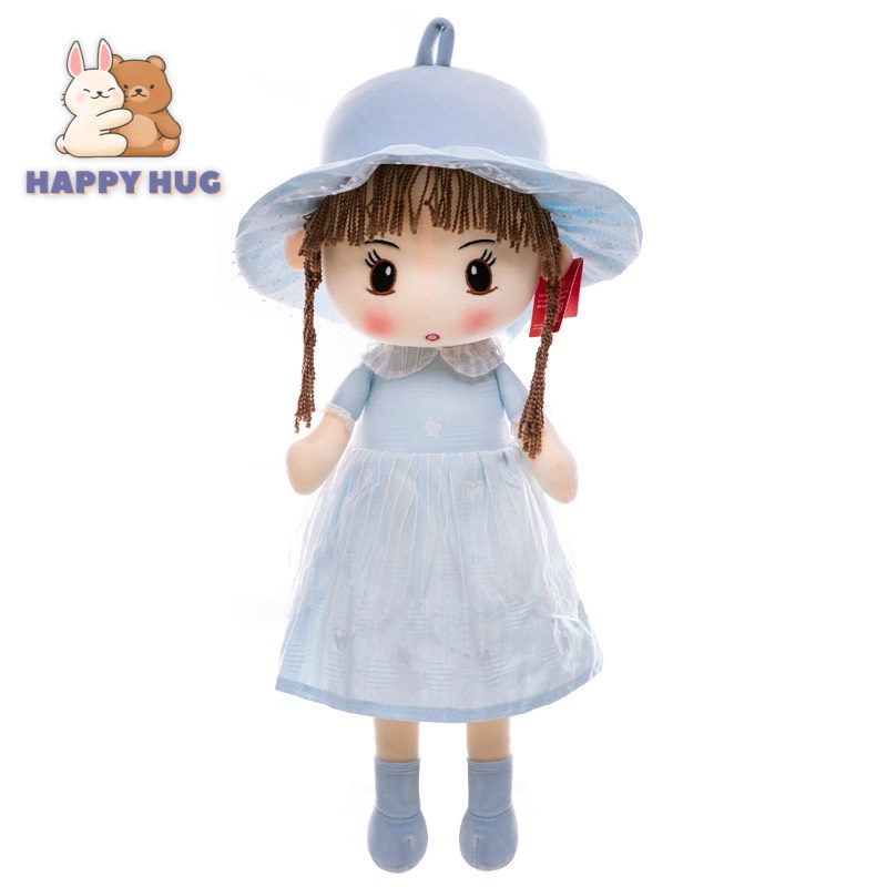 Đồ chơi gấu bông búp bê vải có tóc váy thô mềm 2 lớp size 50/70cm, búp bê nhồi bông đáng yêu cho bé gái - Happy Hug