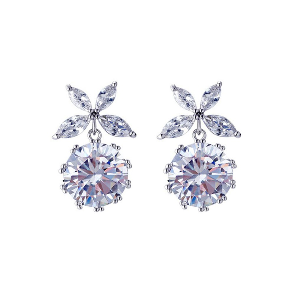 Đôi bông tai mạ bạc S925 dạng nụ đính đá giả chống dị ứng 2cm thời trang cho nữ