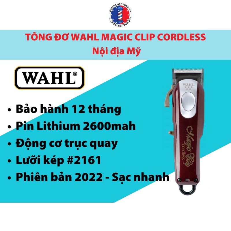 Tông Đơ Cắt Tóc Wahl Magic Clip Không Dây Lưỡi Kép - Nội Địa Mỹ - BH 12 Tháng