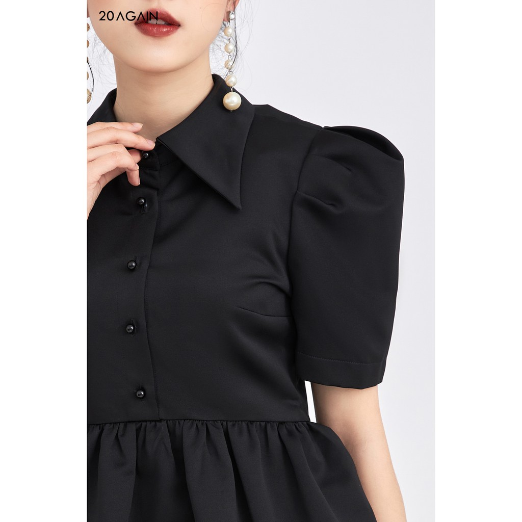Áo sơ mi nữ cổ đức vai bồng 20AGAIN, thiết kế dáng peplum thanh lịch, chiết eo tôn dáng ASA1065 | BigBuy360 - bigbuy360.vn