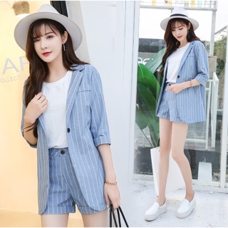 Set áo vest và quần shorts phong cách Hàn Quốc