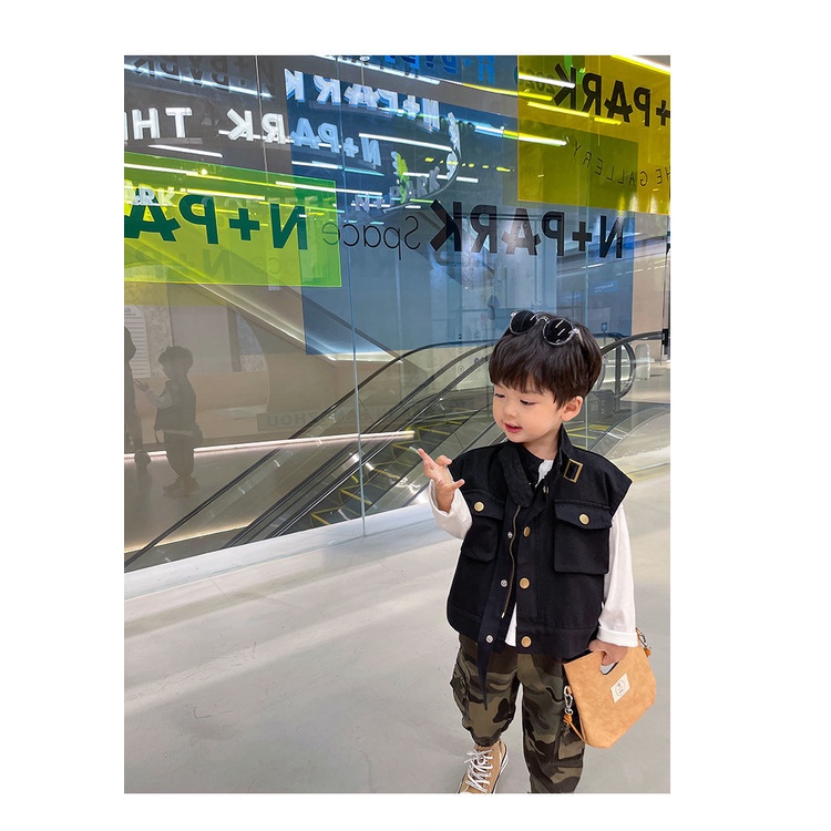 Áo Khoác Sát Nách Kiểu Hàn Quốc Thời Trang Xuân Thu Cho Bé Trai