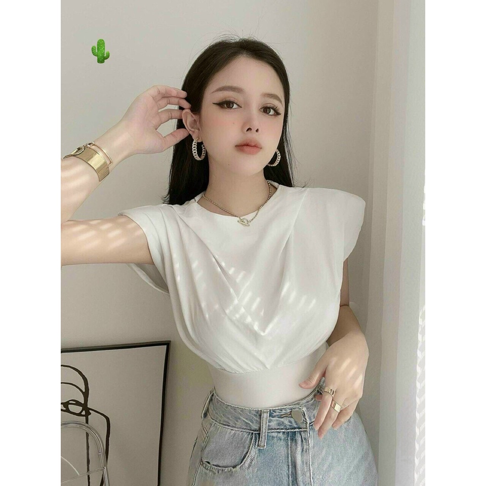 áo croptop borip ôm cánh dơi cổ tròn ngắn tay