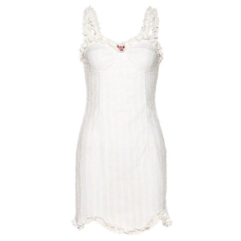 Fashion Women Sling Plain Flower Decoration Lace Off Shoulder Casual Dress | BigBuy360 - bigbuy360.vn