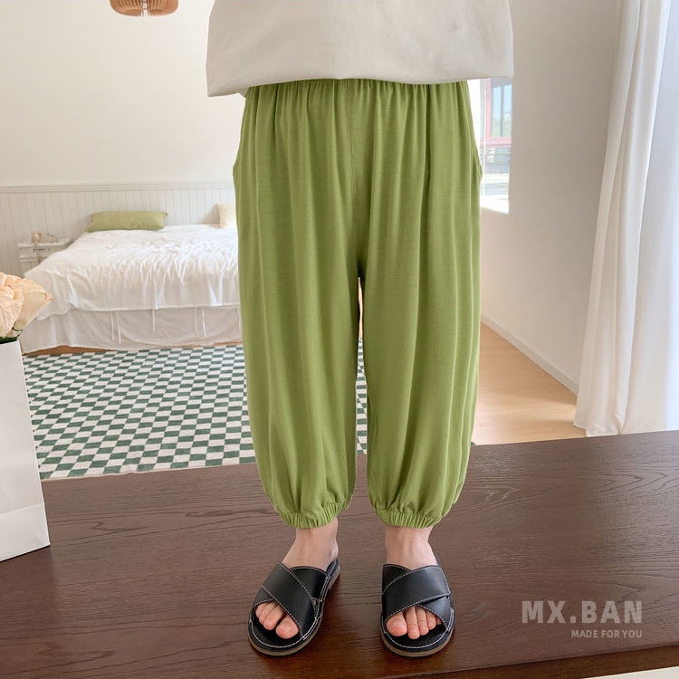 [Babycat] Hàng Có Sẵn Quần Dài Vải Lụa Lạnh Cotton Lạnh Mỏng Phong Cách Nhật Bản Hàn Quốc Chống Muỗi Thời Trang Mùa Hè Dành Cho Bé Trai Bé Gái