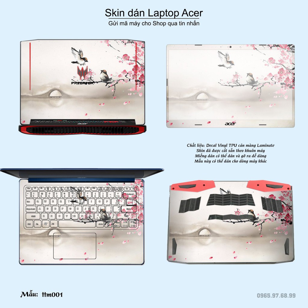 Skin dán Laptop Acer in hình Tranh thủy mặc (inbox mã máy cho Shop)