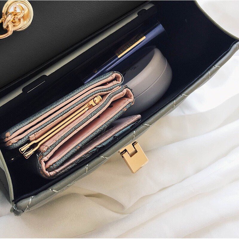 Túi Xách NữTặng QuàTúi Nữ Đẹp Đeo Chéo cỡ nhỏ phối dây xích thời trang thanh lịch nhẹ nhàng MÃ 5215