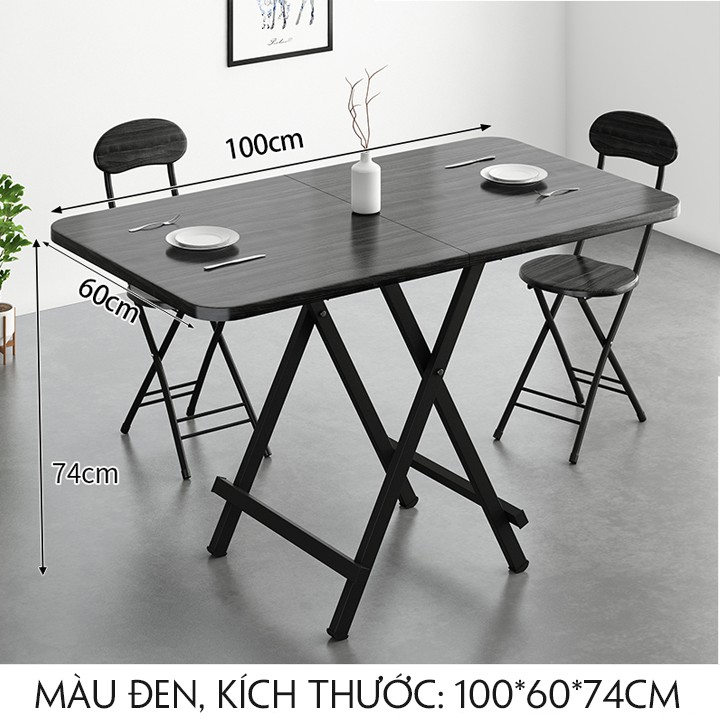 Bộ bàn ăn thông minh gấp gọn đa năng bằng gỗ kèm 4 ghế, có ba kích thước