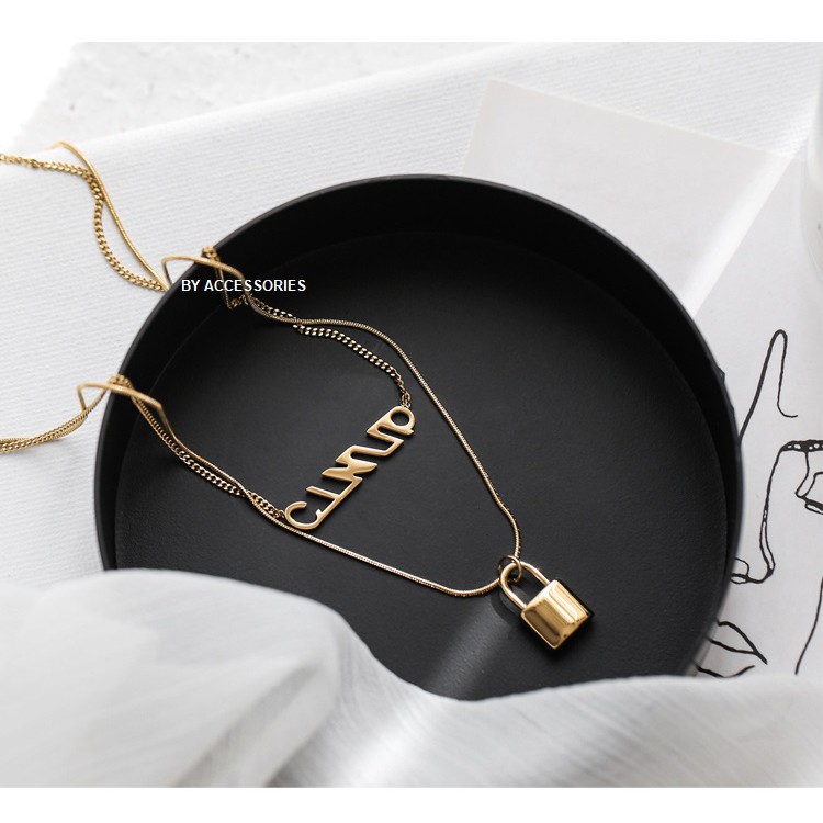 Dây chuyền titan ổ khóa 2 tầng không gỉ WN200402