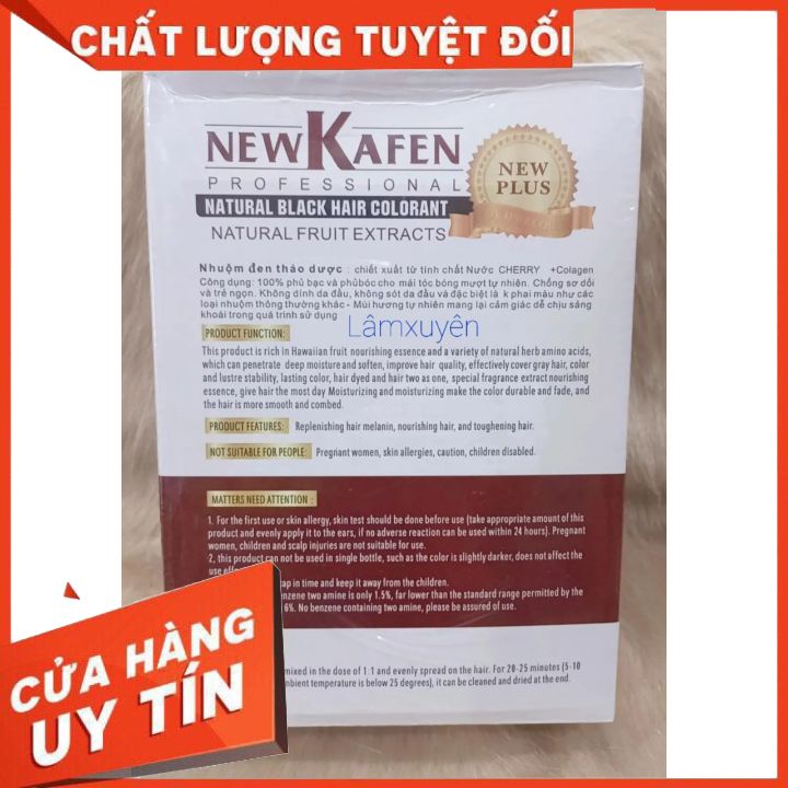 Nhuộm đen New Kafen cao cấp không dính da đầu phủ bạc 100%  lên màu đẹp , đều màu ,  giữ màu bền đẹp óng ả