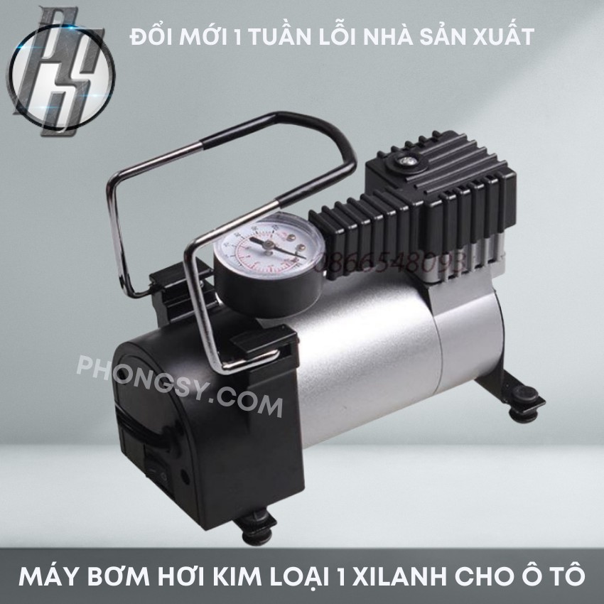 [ BH 12 THÁNG ] Máy bơm hơi kim loại một xi lanh cho xe máy, ô tô 12V-220V Áp lực 150 PSI