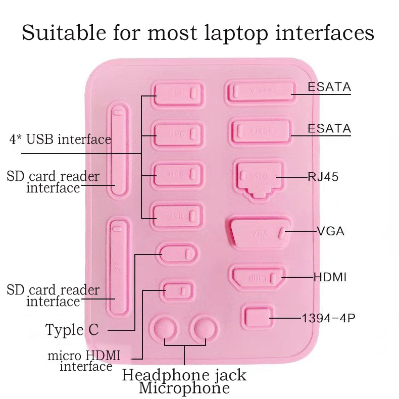 Set 16 Nút Bịt Cổng Usb Hdmi Rj45 Chống Bụi Chống Nước Cho Laptop