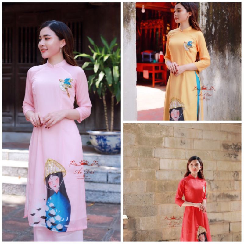 ÁO DÀI CÁCH TÂN CÔ GÁI NÓN NHẸ NHÀNG - 100% ẢNH THẬT DO SHOP TỰ CHỤP