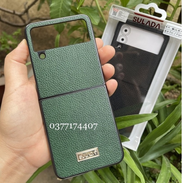 Ốp lưng Sulada Vân da sần cho Samsung Z Flip 4 5G nót nỉ sang trọng lịch lãm