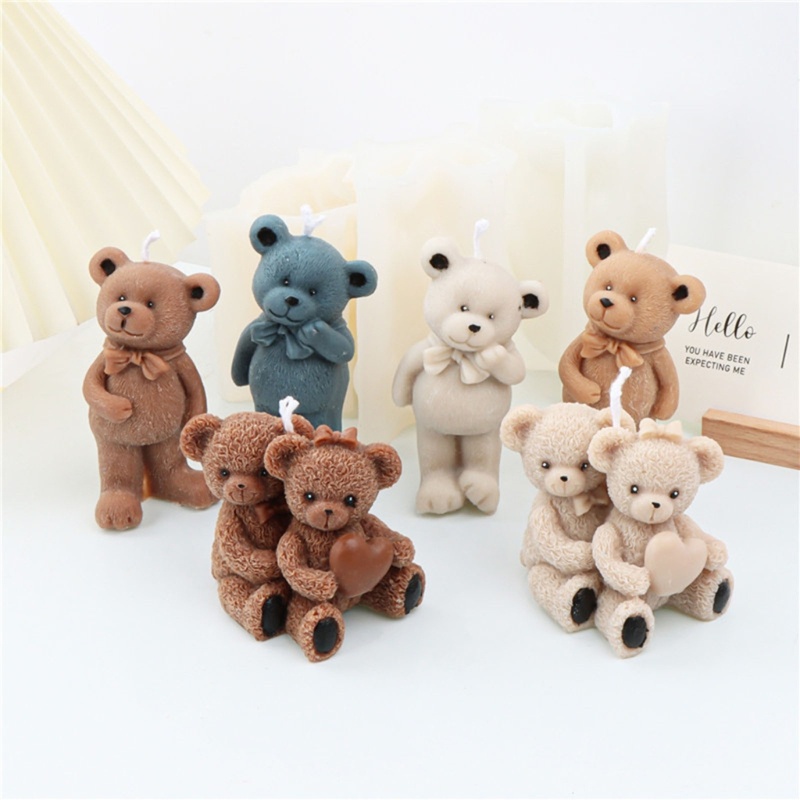 Khuôn Silicone Làm Nến Thơm Trang Trí Hình Gấu Siêu Đáng Yêu