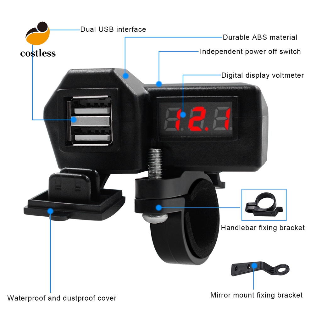 Túi Đựng Đồ Dùng Cao Cấp Tiện Dụng| Bộ Chuyển Đổi Sạc Điện Thoại USB Kép Đa Năng Gắn Xe Máy