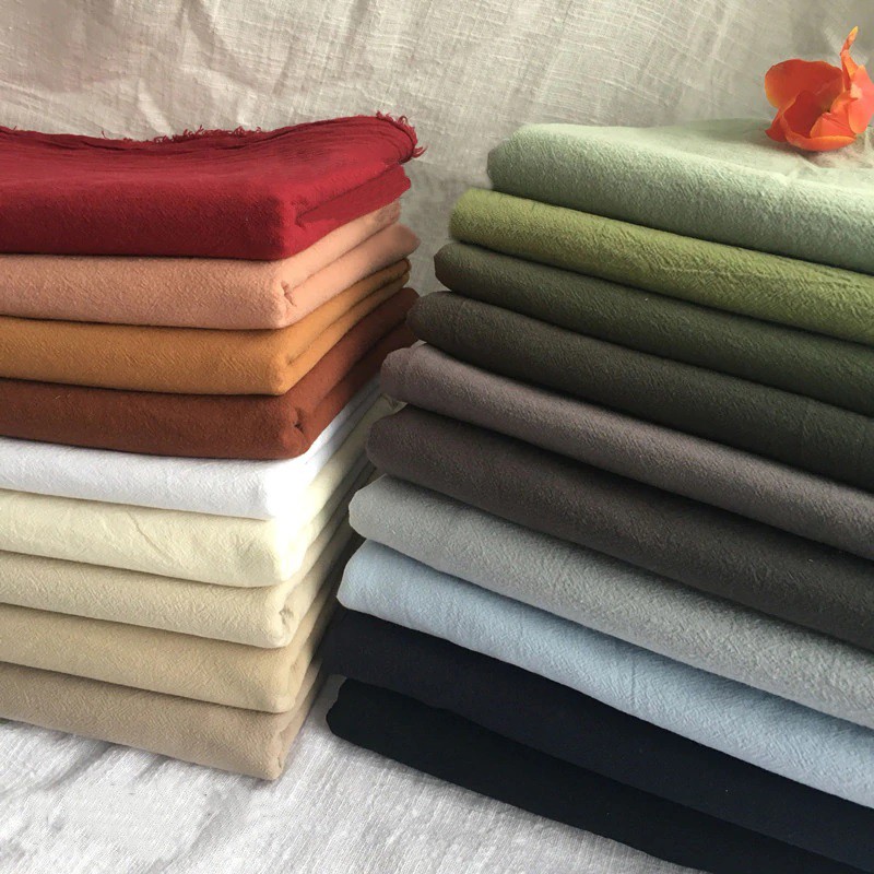 Vải cotton crepe nhăn (linen crepe) 190gr 50x70/50x140cm