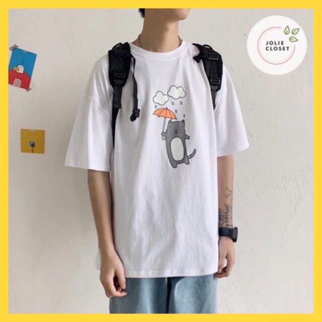 Áo Thun Unisex Tay Lở In Hình Dễ Thương