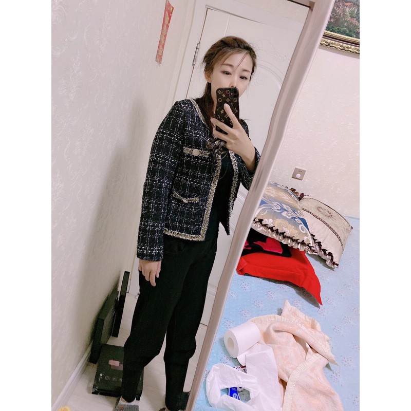 Áo khoác khoác dạ lông kim-thời trang thu đông quảng châu 2021