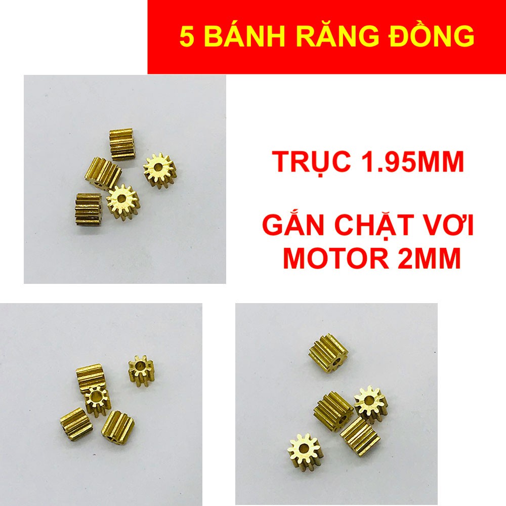 5 Bánh răng đồng mini cho motor trục 2mm 8 răng 10 răng 12 răng DIY