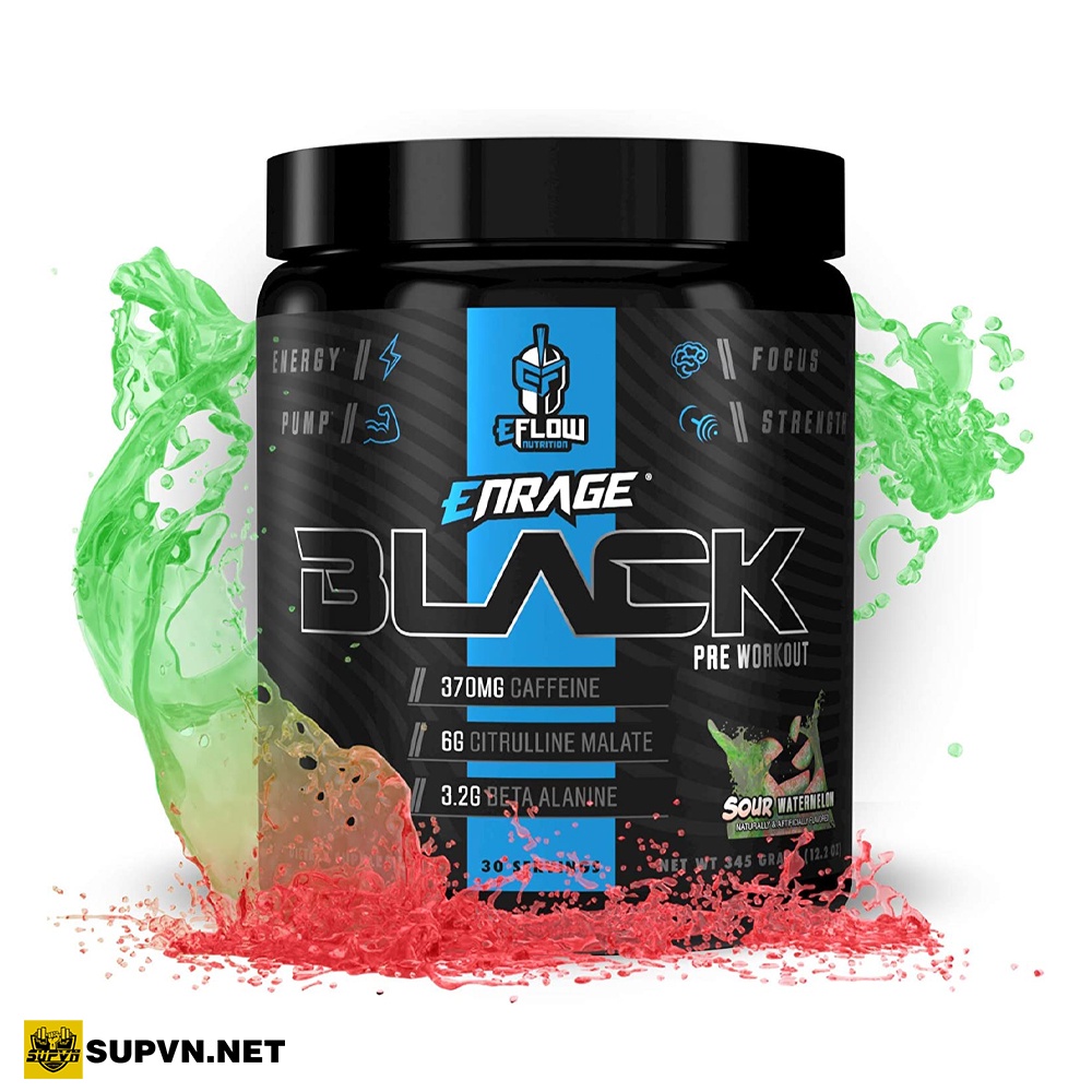 EFlow Nutrition Enrage Black Pre Workout Tăng Sức Mạnh Cơ Bắp Trong Quá Trình Tập Luyện