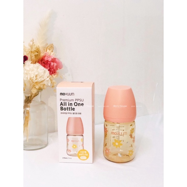 Bình sữa Moyuum hoạ tiết hoa cúc_ Daisy Edition_170ml/270ml núm chọn size free