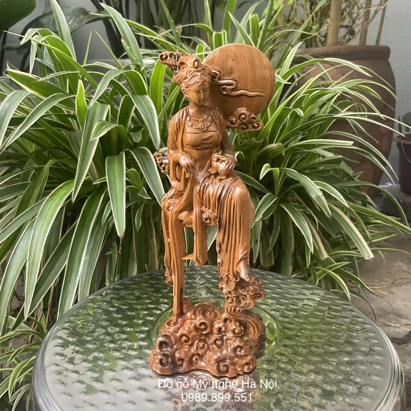 Tượng hằng nga gỗ thơm cao 20cm