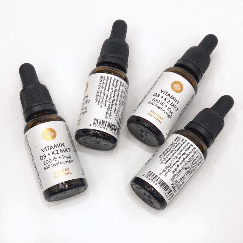 Vitamin D3 K2 Mk7 Sunday Natural Đức, vitamin cho bé 20ml