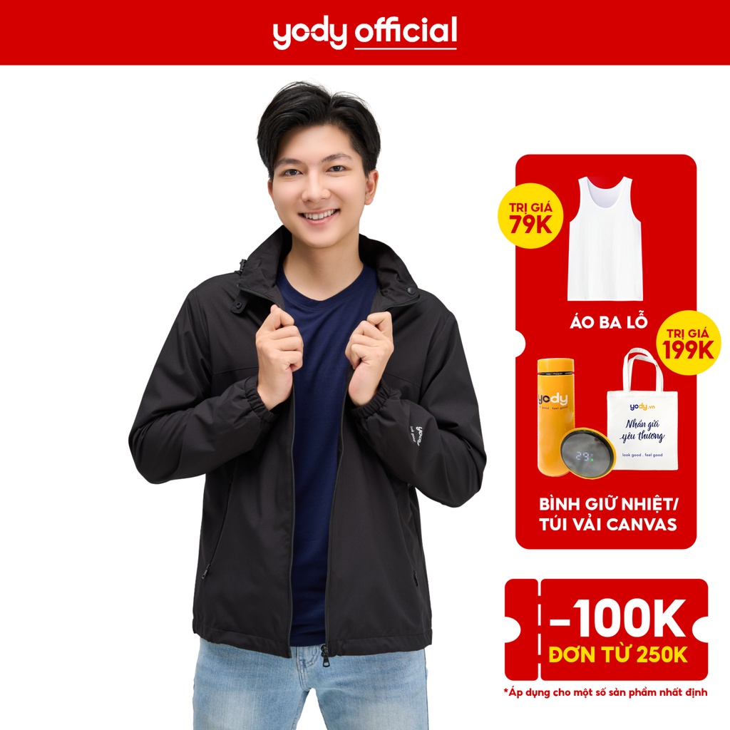 Áo gió nam 3c YODY phối lưng 2 lớp có mũ cản gió chống bụi nhiều màu MAK12