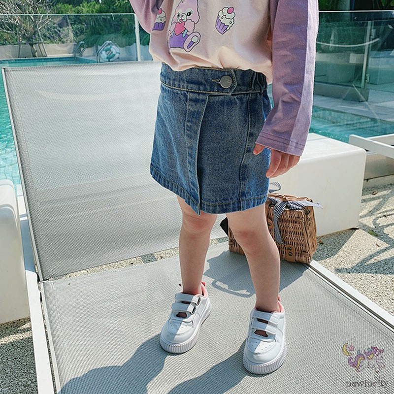 Quần Short Denim Lưng Thun Cho Bé Gái
