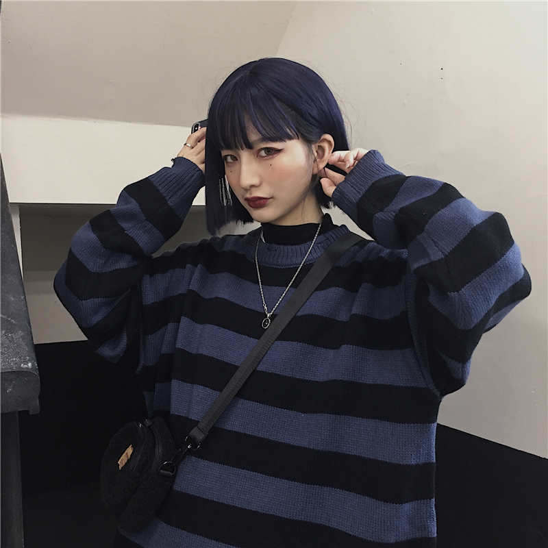 Áo Sweater Kẻ Sọc Phong Cách Retro Hàn Quốc Dễ Phối Đồ | BigBuy360 - bigbuy360.vn