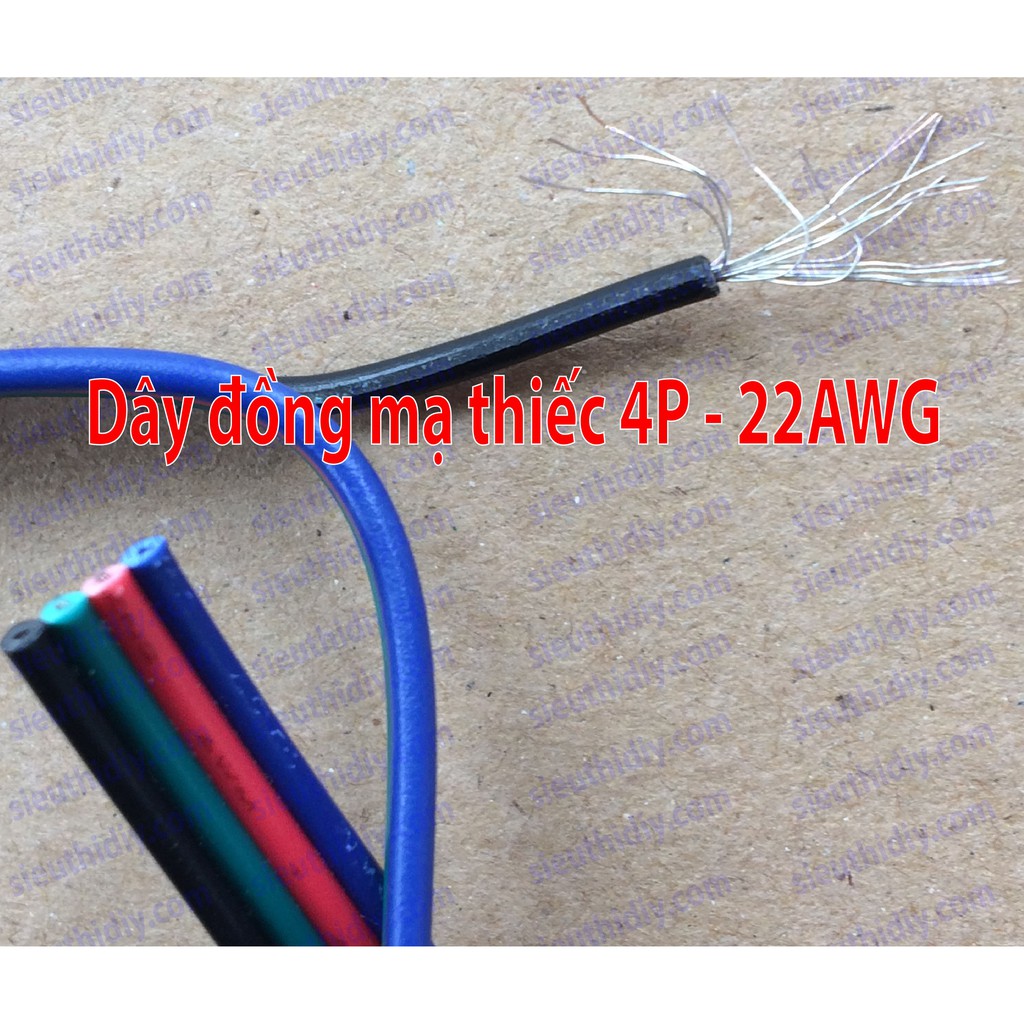 Dây điện đồng mạ thiếc 4 sợi liền 4P - 22AWG - 4 màu