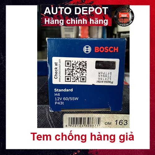Bóng đèn Halogen chính hãng  Bosch H4 12V60/55W P43t có tem chống hàng giả