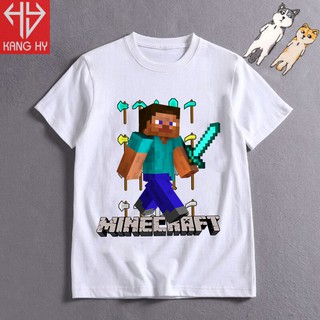 Áo thun tay ngắn in hình nhân vật trong game Minecraft F040