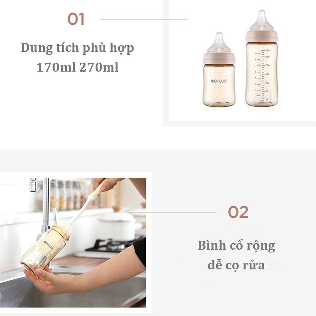 Bình sữa và núm Moyuum Hàn Quốc 170ml 270ml