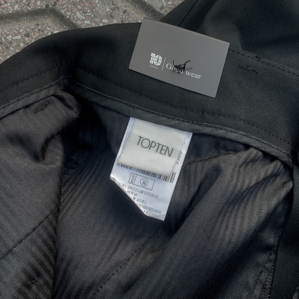 Quần Vải Topten Ống Rộng BAGGY CHINO Đen chính hãng