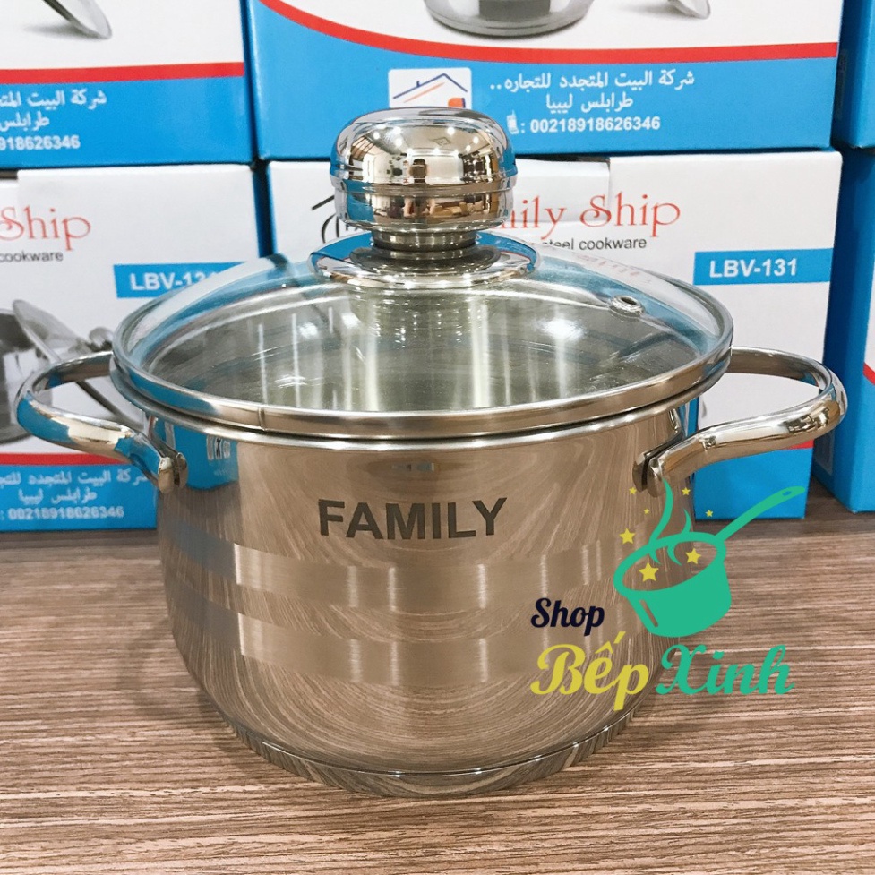 Nồi inox 304 Fivestar Family Ship 3 đáy siêu dày nắp kính 16cm / 18cm ( Hàng xuất khẩu )