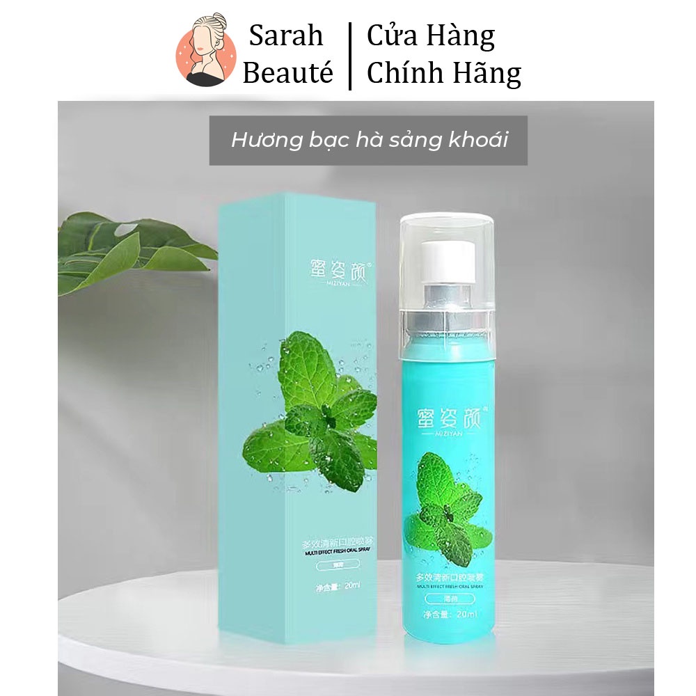Xịt thơm miệng loại bỏ hơi thở mùi Miziyan giữ mùi lâu không chứa cồn - Sarah Beaute