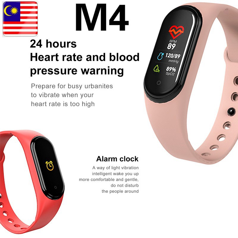 Đồng hồ M4 thông minh có chỉ số theo dõi sức khỏe huyết áp PK M3 cho XiaoMi oppo vivo IOS