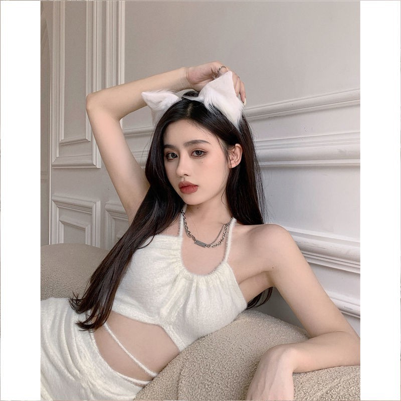 Set áo dây hở lưng + chân váy ngắn thời trang nữ
