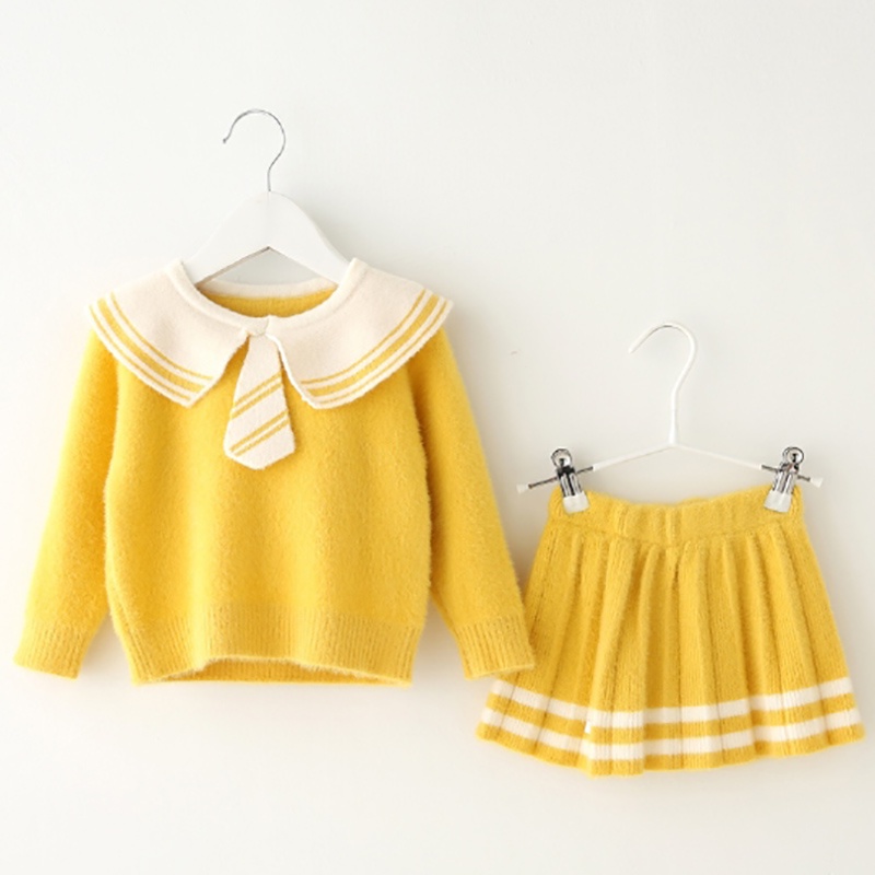 BEAR LEADER Set Đồ 2 Món Có Áo Len Thời Trang Mùa Đông Họa Tiết Gấu Dành Cho Bé Gái