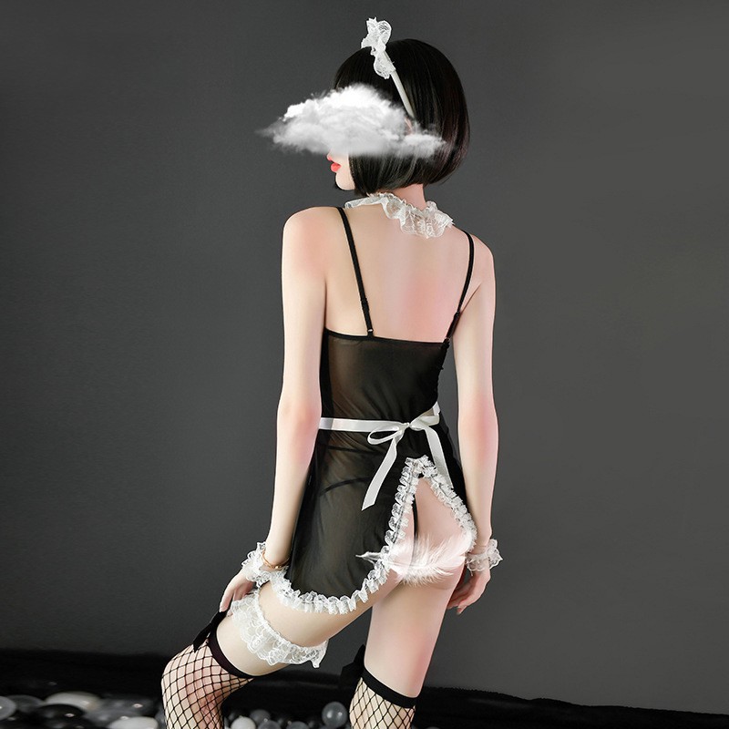 Đồ ngủ sexy cosplay hầu gái xuyên thấu gợi cảm quyến rũ cao cấp + quần chip G string 8174