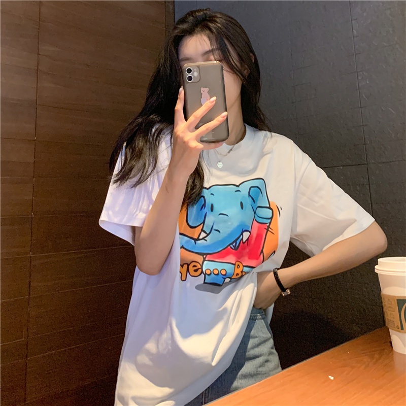 Áo Thun Ngắn Tay Cổ Tròn Dáng Rộng Thời Trang Mùa Hè Dành Cho Nữ