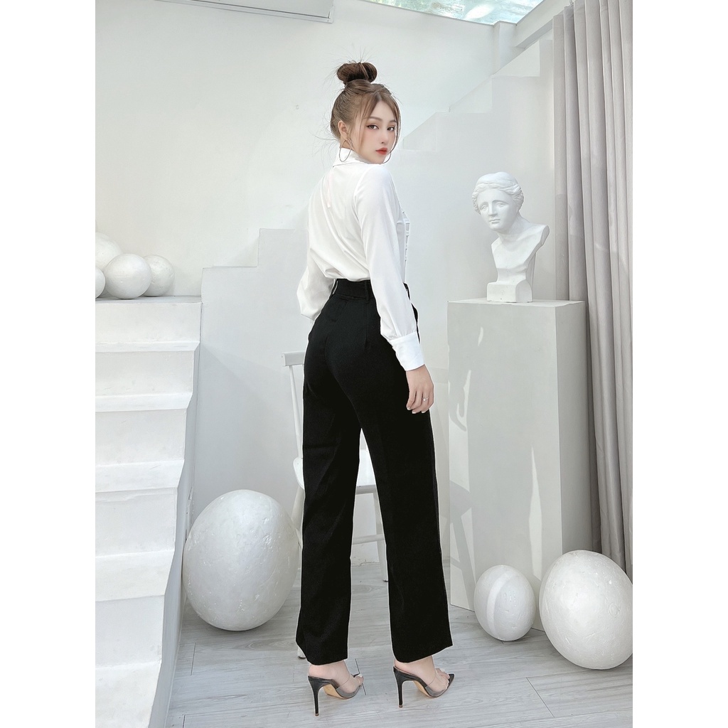 Quần tây nữ CRAZYTEEN ống suông kèm belt Q0048