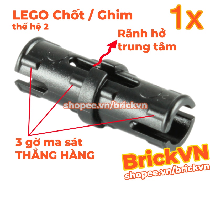 LEGO Technic Chốt Đen Với Gờ Ma Sát Thẳng Hàng, Có Rãnh Hở Chính Giữa Dọc Thân ID 4121715 2780