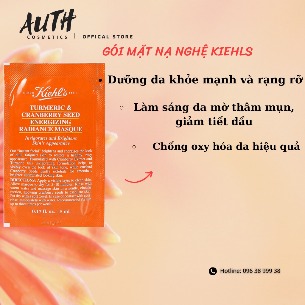 Mặt nạ Kiehl s Đất sét Nghệ Hoa cúc Gừng, Tặng kèm thìa đắp mặt nạ và hũ thủy tinh