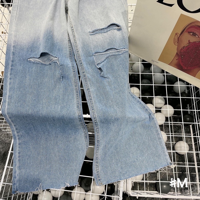 CODE 3130 - QUẦN JEANS SUÔNG LOANG RÁCH GỐI