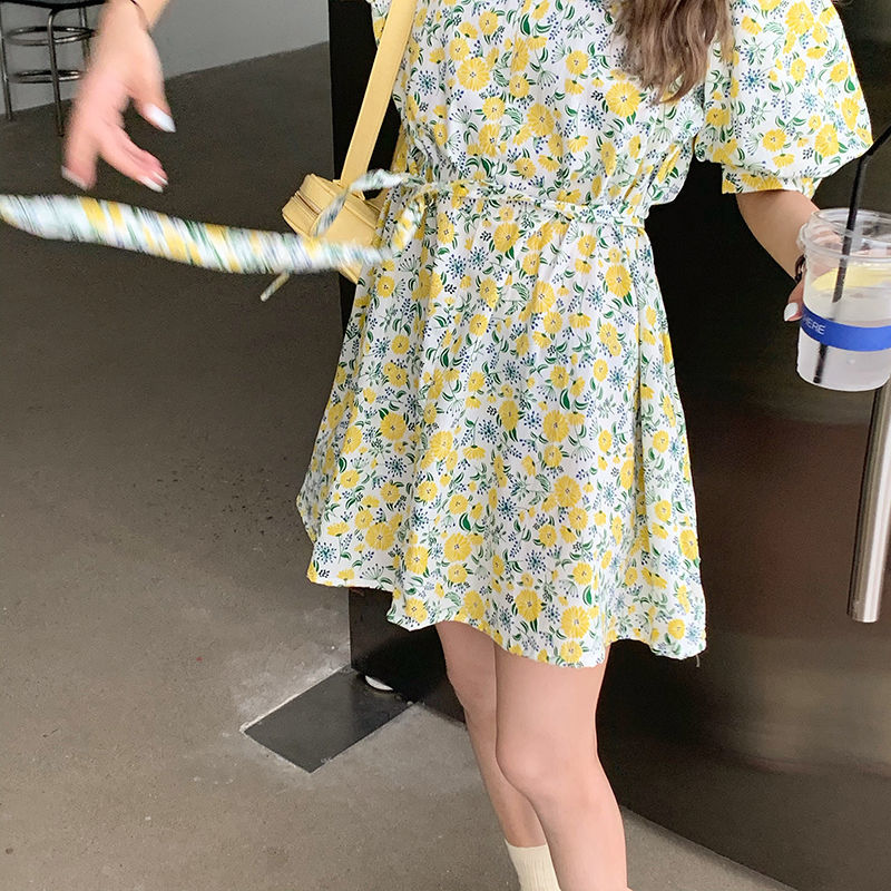 Đầm Hoa Tay Phồng Ôm Eo Nữ Tính đầm bầu váy nữ váy bé gái váy dài chân váy dài váy nữ chân váy dài