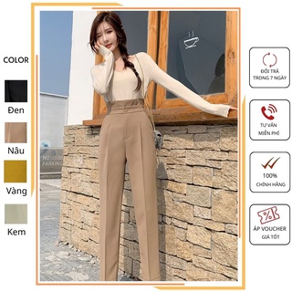 Quần baggy nữ lưng cao cạp bèo xếp ly, Quần baggy nữ chất tuyết mưa loại 1 xịn xò